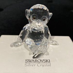 Swarovski Silver Crystal Chimpanzee In Original Box. Retired.